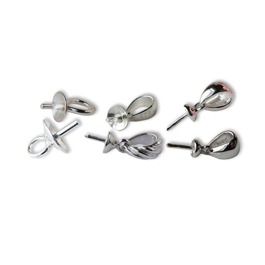 Cup and Peg Pin Bail for Half Drilled Beads, 925 Sterling Silver Screw Eye Bails, pendant connector | supplies and  findings making jewelry
