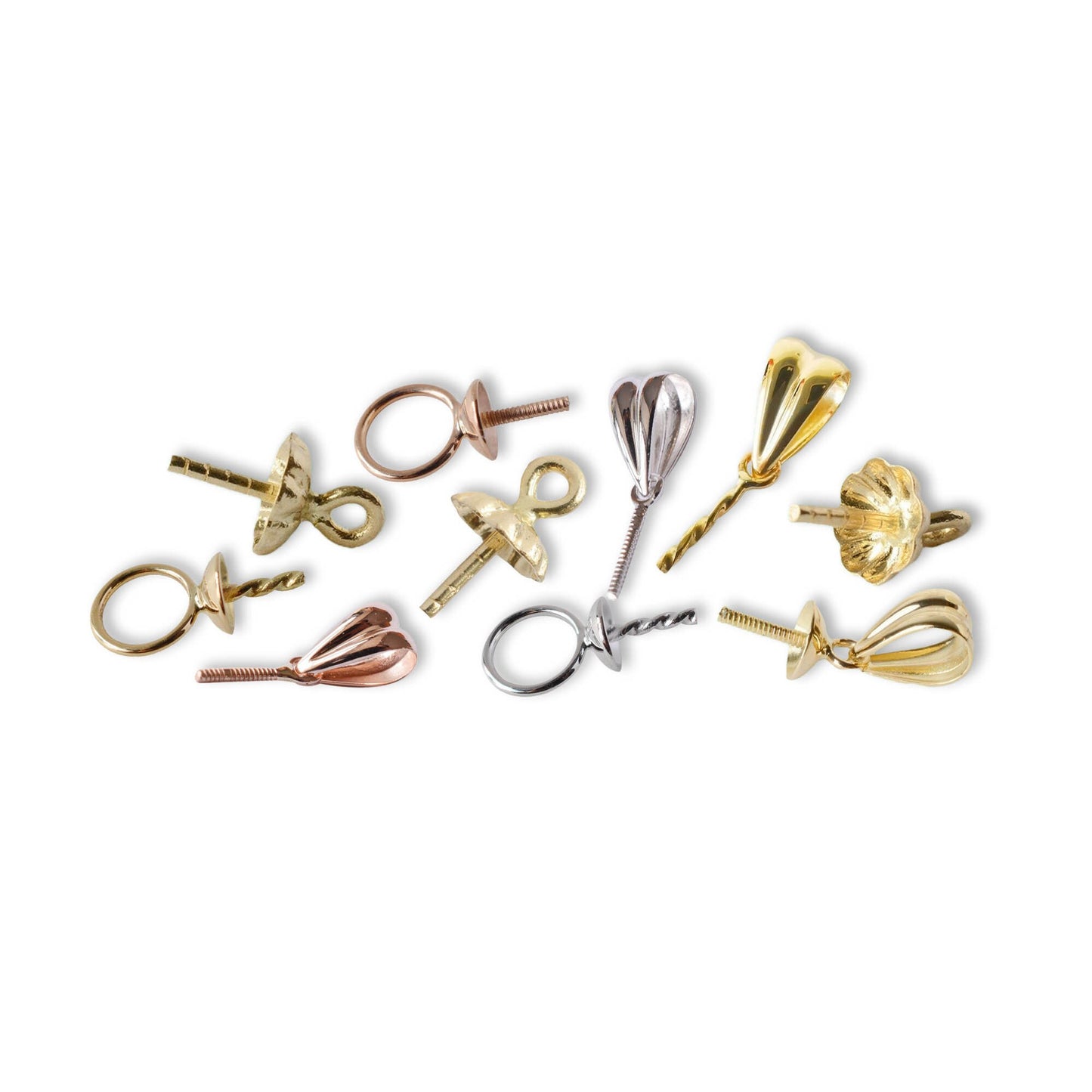 Bead Cap Eye Pin Bails, 18K Gold Screw Eye Peg Enhancer Bail Connector for necklace, charm, pendants | jewelry making findings