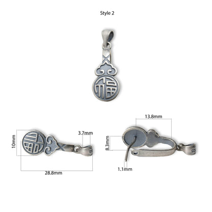 925 Sterling Silver Pinch Bail - Blessing, Bat and Cloud Pendant - Thai Silver Clasp Connector