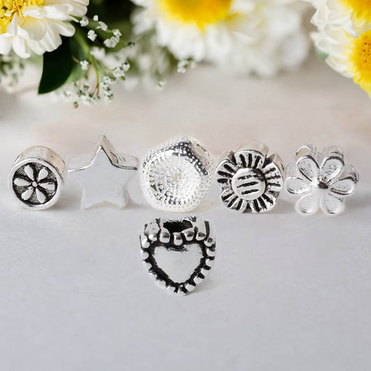 925 sterling silver charm bead - Five-pointed star, Pentagon, Flower, Heart Thai Spacer Loose Beads
