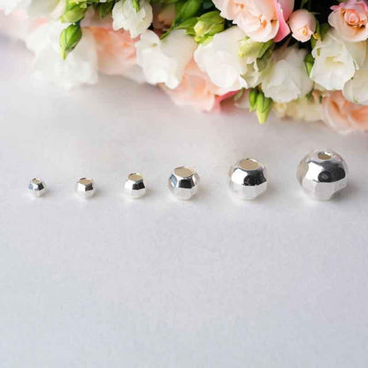 Seamless Faceted Beads, 925 Sterling Silver, 2-6mm Mirror Surface Cutting Loose Bead for Jewelry Making