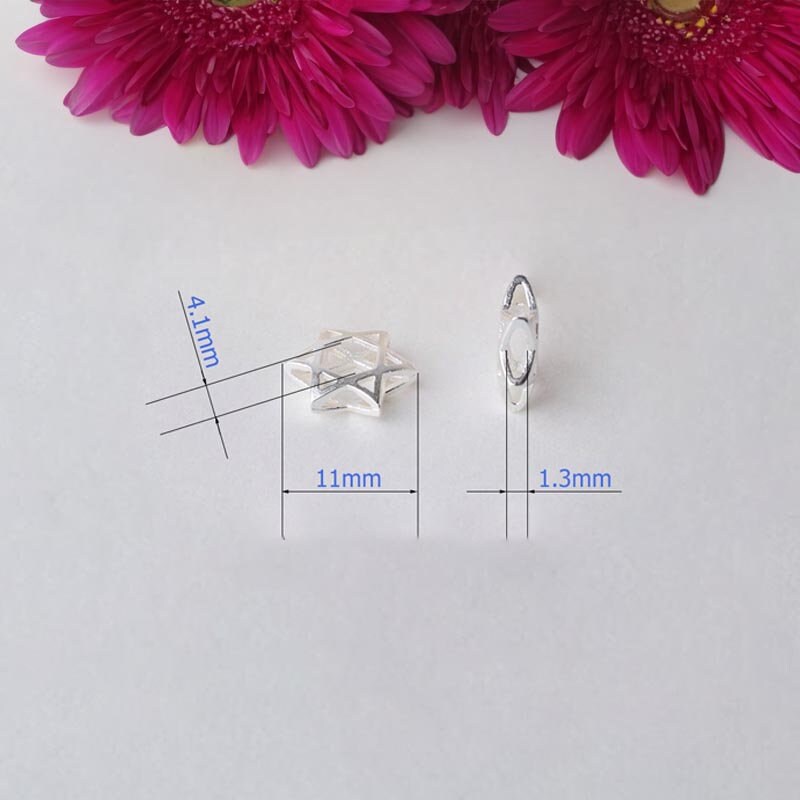 Solid 925 Silver Star Charm Beads for DIY Jewelry with 1.3mm Hole - Stunning Spacer Loose Beads