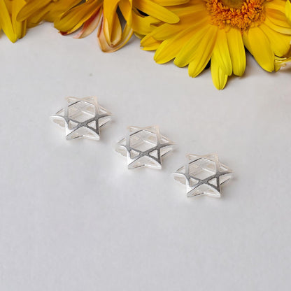 Solid 925 Silver Star Charm Beads for DIY Jewelry with 1.3mm Hole - Stunning Spacer Loose Beads