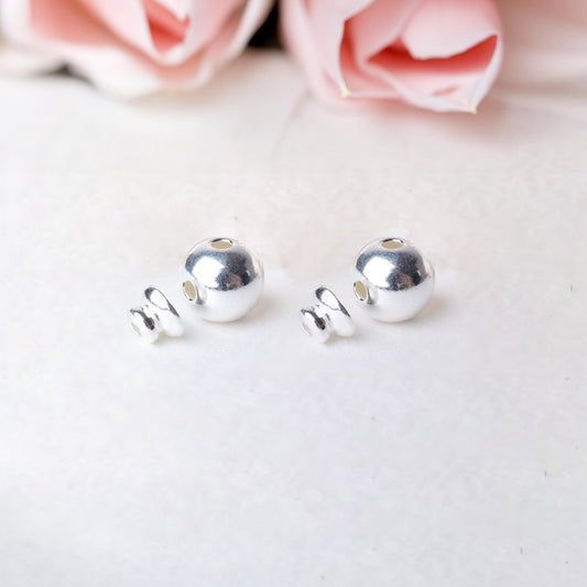 Exquisite Solid 925 Sterling Silver Bead with Triple Holes and elegant Bead Cap for DIY Jewelry