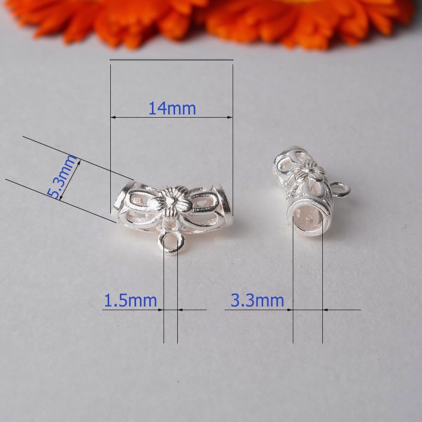 925 Sterling Silver Hollow Tube Spacer Beads with Closed Jump Ring | Elegant Rondel Charms for Necklaces