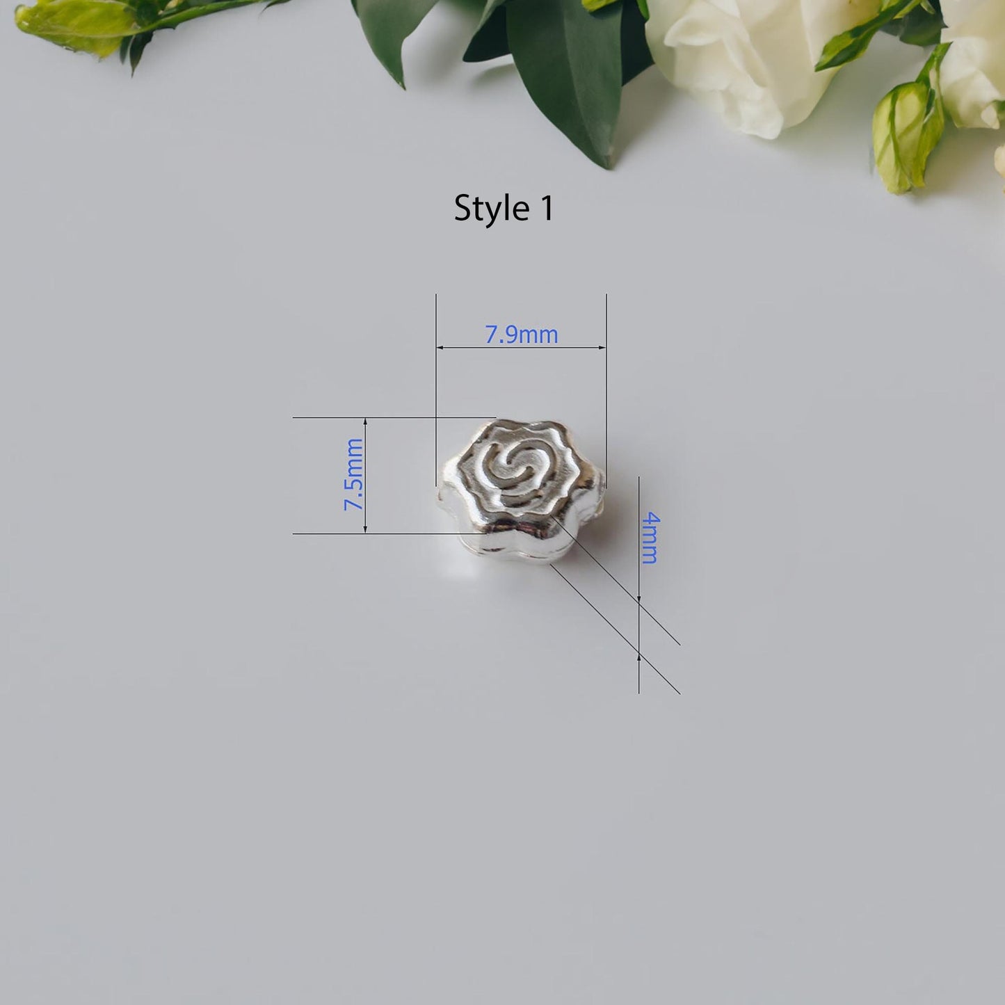 925 Sterling Silver Flower & Smile Beads | Spacer Charm Beads for Necklace, Pendant, Bracelet, Earring, Sterling Silver Jewelry