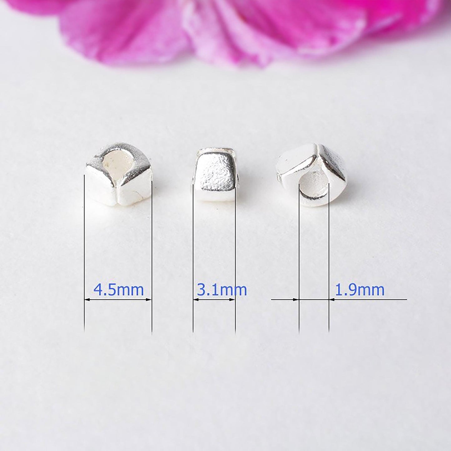 Artisan Crafted 925 Sterling Silver Sector Charm Beads | Elegant DIY Jewelry Components with 1.9mm Hole | Exquisite Findings