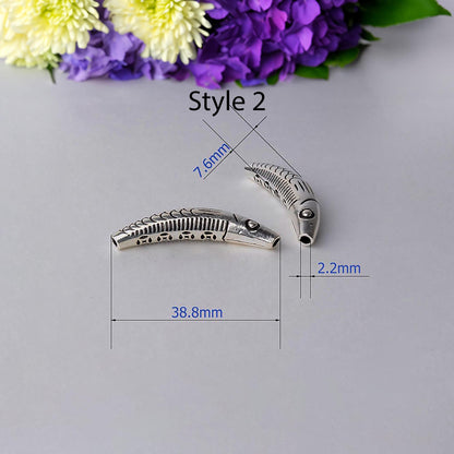 925 Sterling Silver Fish Tube Beads | Curved Fish Tube Spacer Beads Connector for Necklace, Pendant, and Bracelet Jewelry Creation