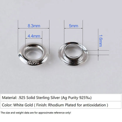 Solid 925 Sterling Silver Eyelet Rivets, Big Hole Eyelet Bead Cores, Jewelry Diy Silver Components, Grommet Eyelet Bead, Jewelry Making