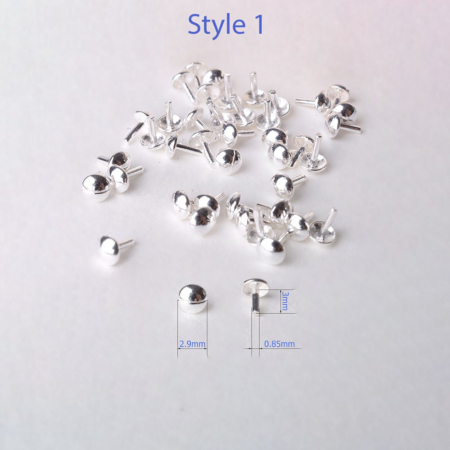 Solid 925 Sterling Silver Bead Cap Pin, Bead Cap Bails with Pin Cups, Bead Cap with Peg, DIY Jewelry Making Findings, Pure Fine Jewelry