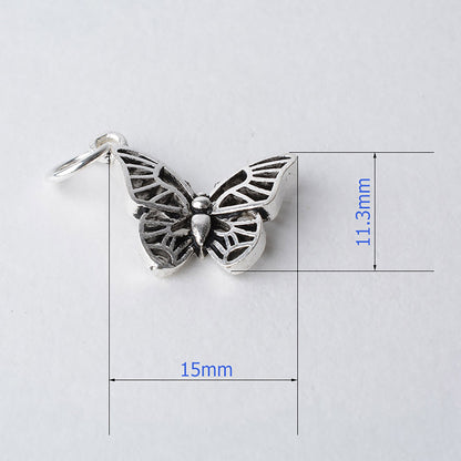 Solid 925 Sterling Silver Butterfly Pendant Charm, Thai Silver Spacer Bead Charms, Jewelry Making Supplies, Necklace Charms, Winged Jewelry