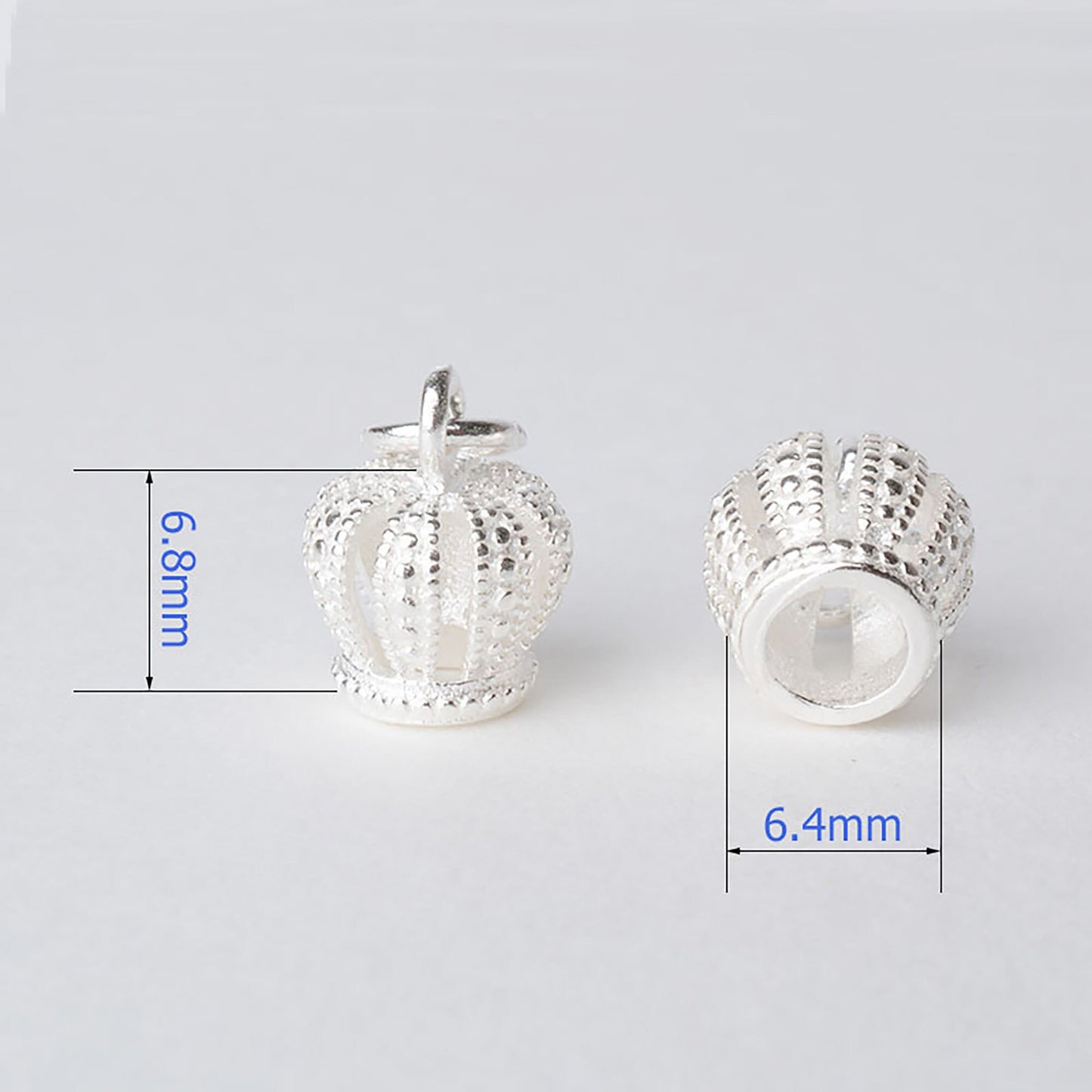 925 Sterling Silver Royal Crown Necklace, Silver Spacer Bead Charms, Royal Charm 3d Crown Pendant, Small Royal Jewelry Making Supplies