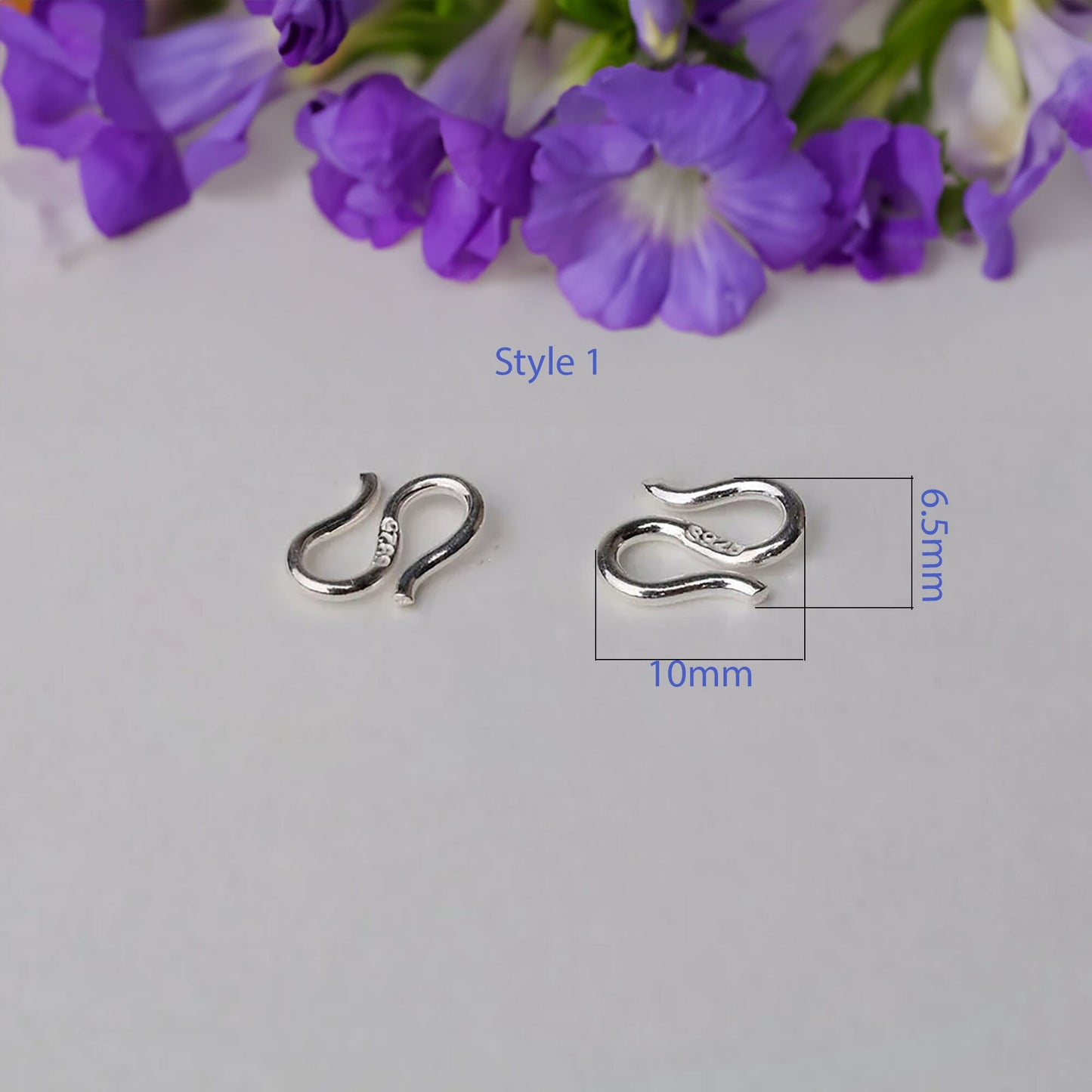 925 Sterling Silver S Hook Clasp with Closed Jump Ring for bracelet, necklace