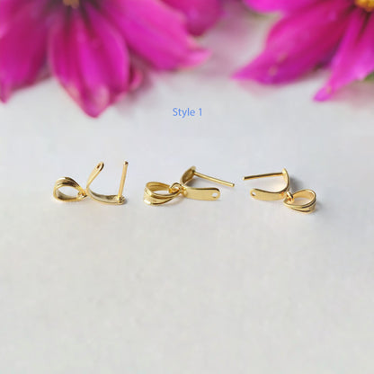 18K Gold pinch bail, pendant clasp pin connector for making jewelry - charms, necklaces, earrings | supplies