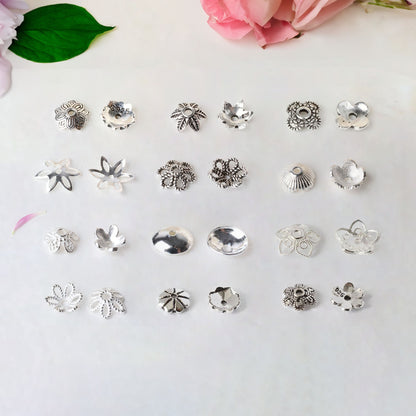 Solid 925 Sterling Silver Bead Caps, Fancy Flower Bead Caps for Loose Beads, Spacer Beads Caps, Bracelet Beads Cap, Jewelry Making Supplies