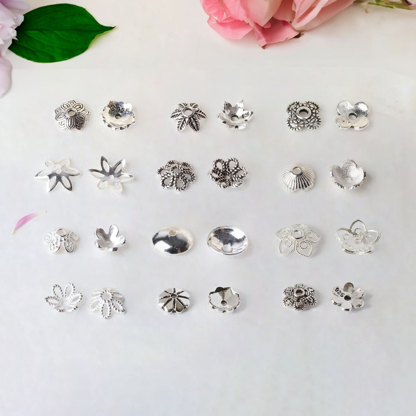 Solid 925 Sterling Silver Flower Bead Cap, Spacer Bead Caps, Jewelry Diy Silver Components, Jewelry Making Supplies, Jewelry Findings Cap