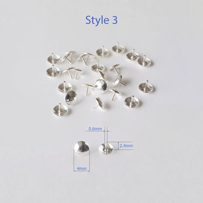 Solid 925 Sterling Silver Bead Cap Pin, Bead Cap Bails with Pin Cups, Bead Cap with Peg, DIY Jewelry Making Findings, Pure Fine Jewelry