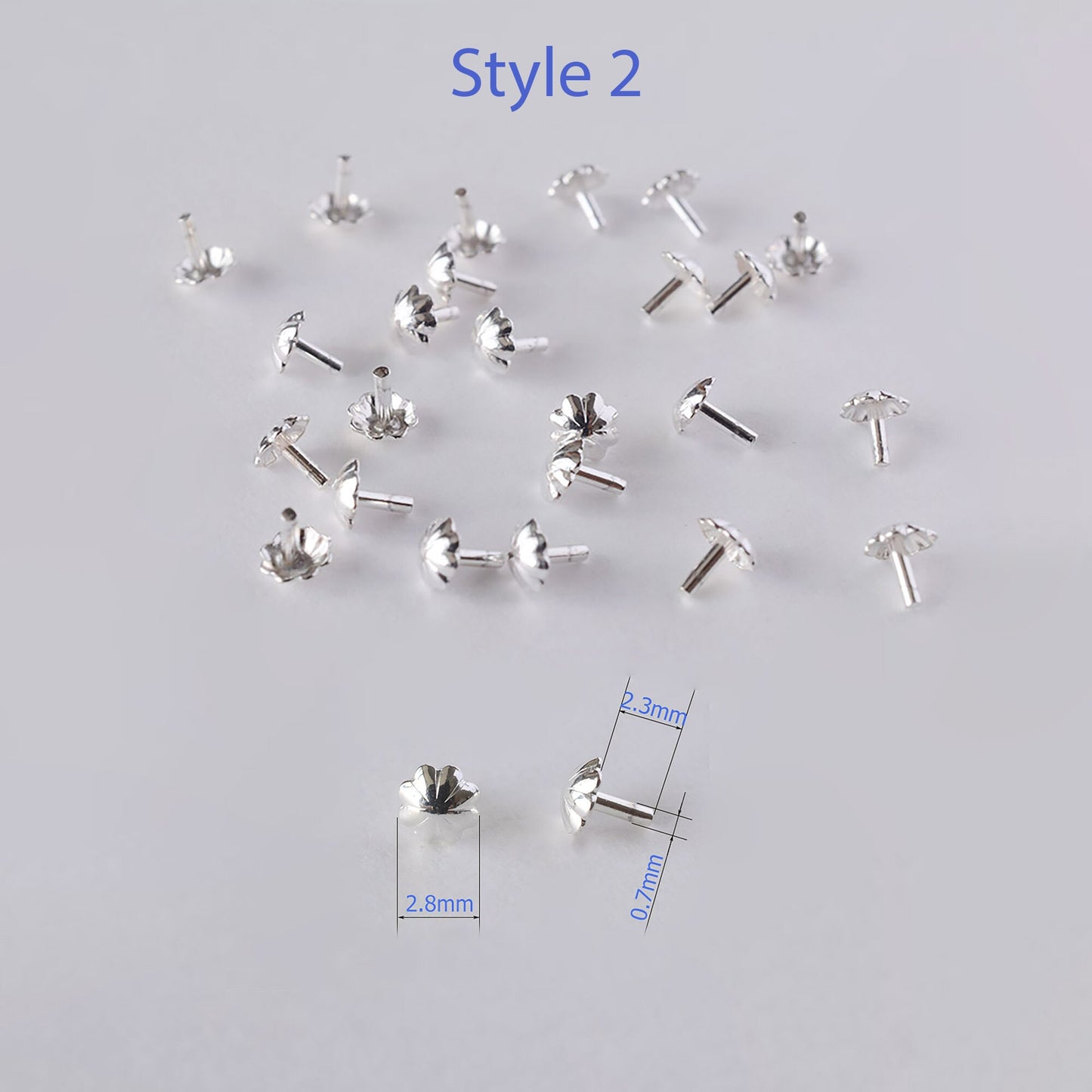 Solid 925 Sterling Silver Bead Cap Pin, Bead Cap Bails with Pin Cups, Bead Cap with Peg, DIY Jewelry Making Findings, Pure Fine Jewelry