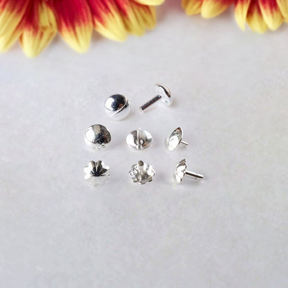 Solid 925 Sterling Silver Bead Cap Pin, Bead Cap Bails with Pin Cups, Bead Cap with Peg, DIY Jewelry Making Findings, Pure Fine Jewelry