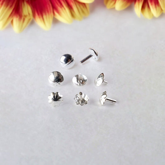 Solid 925 Sterling Silver Bead Cap Pin, Bead Cap Bails with Pin Cups, Bead Cap with Peg, DIY Jewelry Making Findings, Pure Fine Jewelry