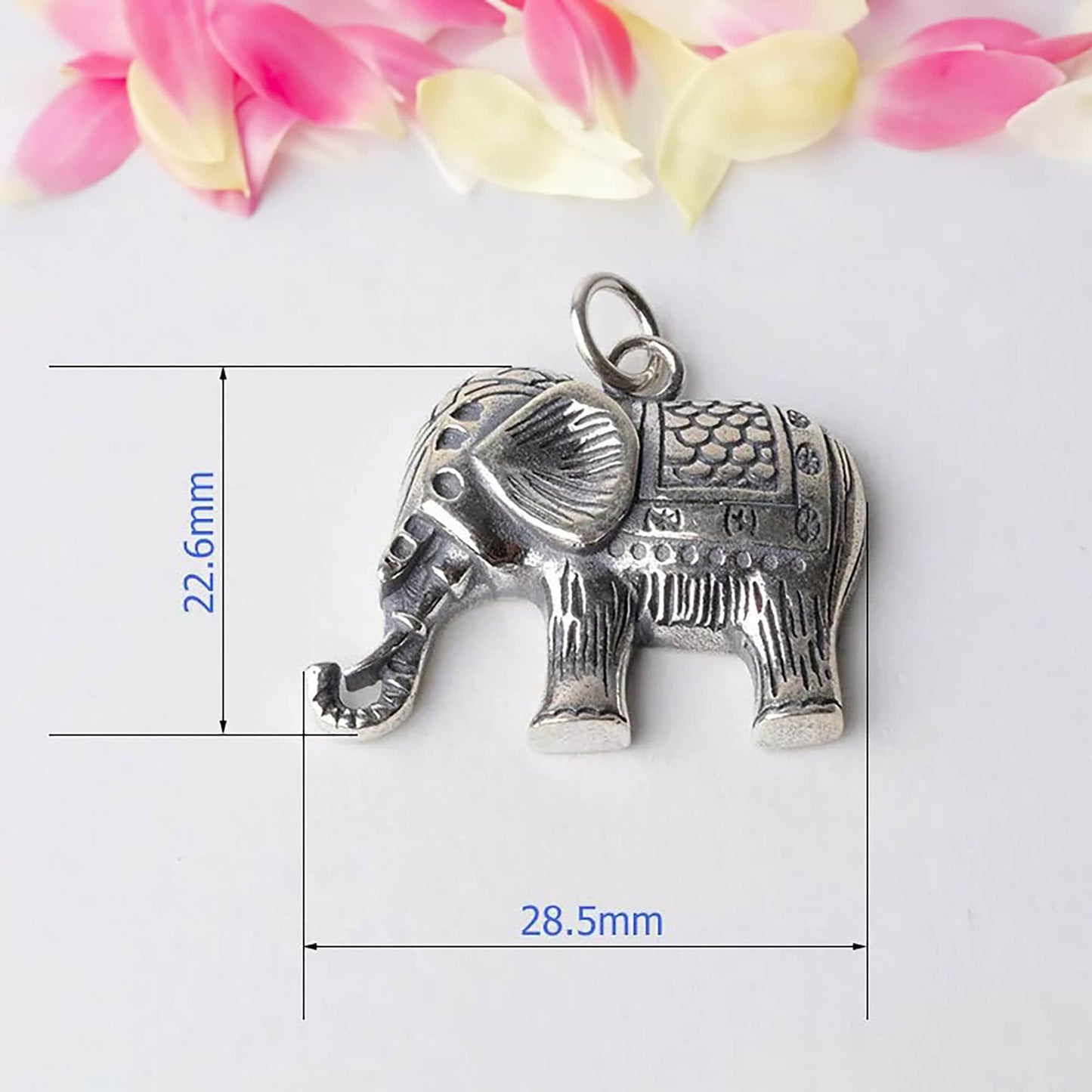 Solid 925 Sterling Silver 3D Elephant Spacer Bead Necklace Charms, Pendant Jewelry Making Supplies, Antique Silver Charm, Elephant Finding
