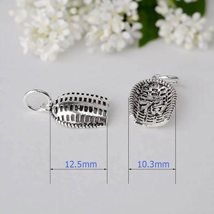 Solid 925 Sterling Silver to Induce Good Luck Dangle Pendant Charm Beads, Thai Silver Jewelry Spacer Bead Charms, Longevity Charm Supplies