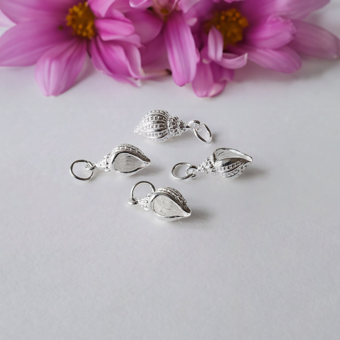 Solid 925 Sterling Silver Conch-Shaped Charms, Seashell Charm for Necklace, Small Shiny Conch, Shell Charms, Ocean Charms, Sea Charms Gift