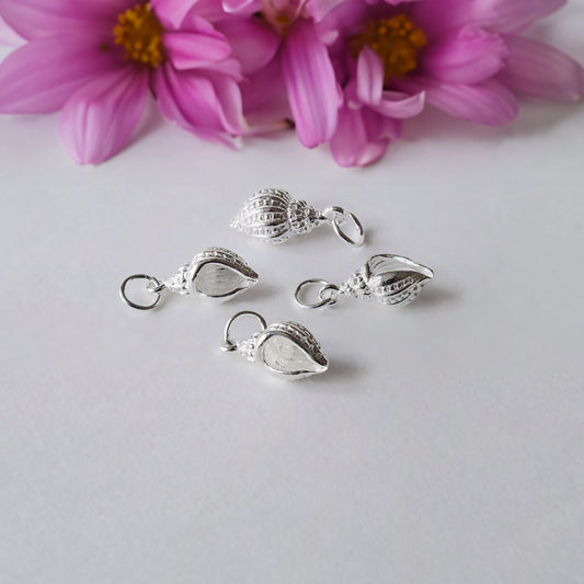 Solid 925 Sterling Silver Conch-Shaped Charms, Seashell Charm for Necklace, Small Shiny Conch, Shell Charms, Ocean Charms, Sea Charms Gift