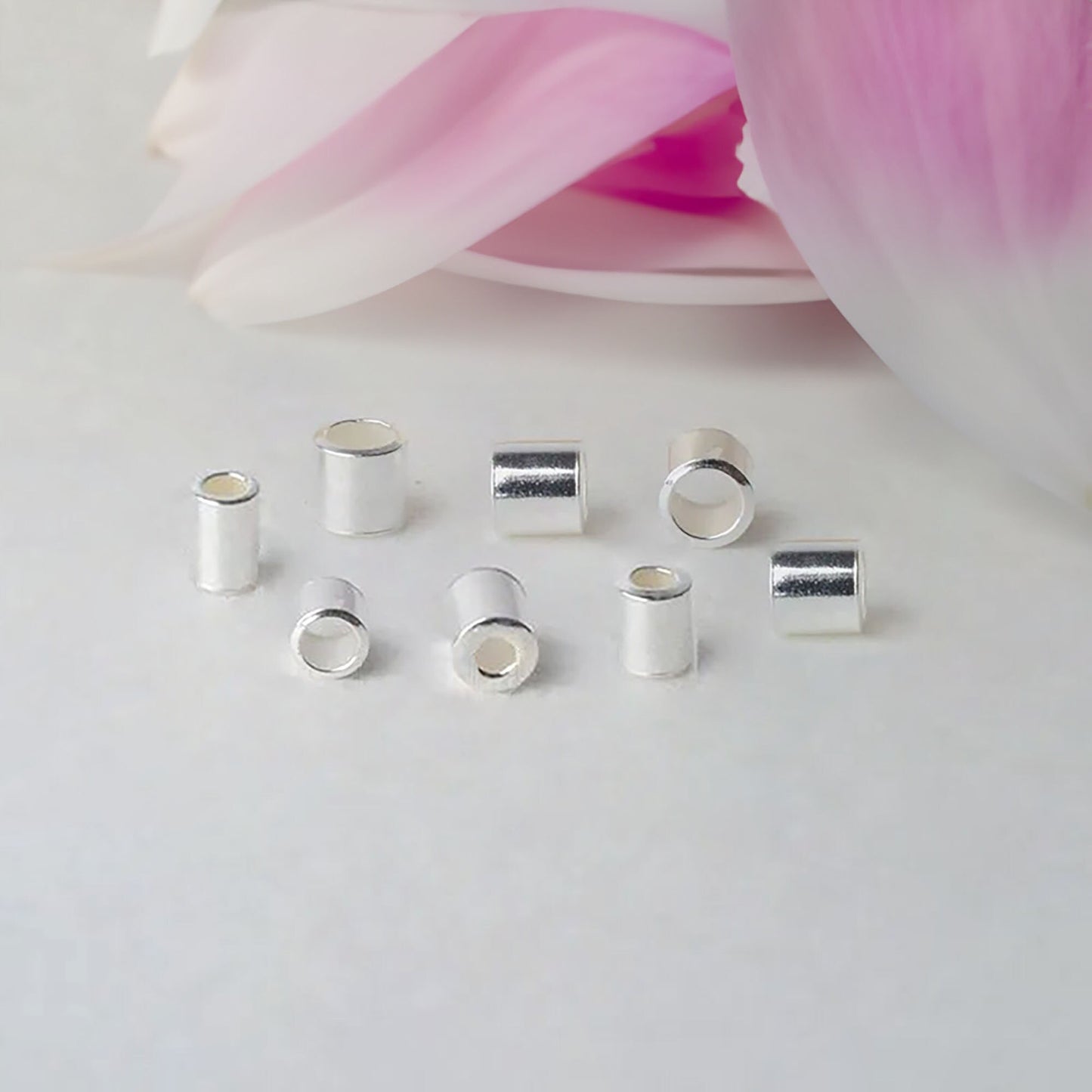 Crimp bead, 925 sterling silver crimp tube with hole, 2mm