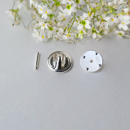 Badge Brooch Findings, 925 Sterling Silver Grip Fastener, 10mm with Safety Closure, DIY Brooch Making