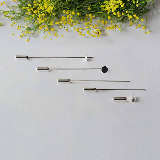 Sterling Silver Long Brooch Pin, DIY Needle Lapel Stick, Blank Stick Pins, Brooch Settings & Findings