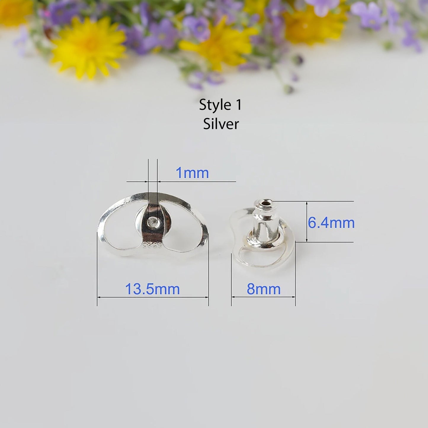 Butterfly Earring backs, large 925 sterling silver earnut, earring friction back stopper