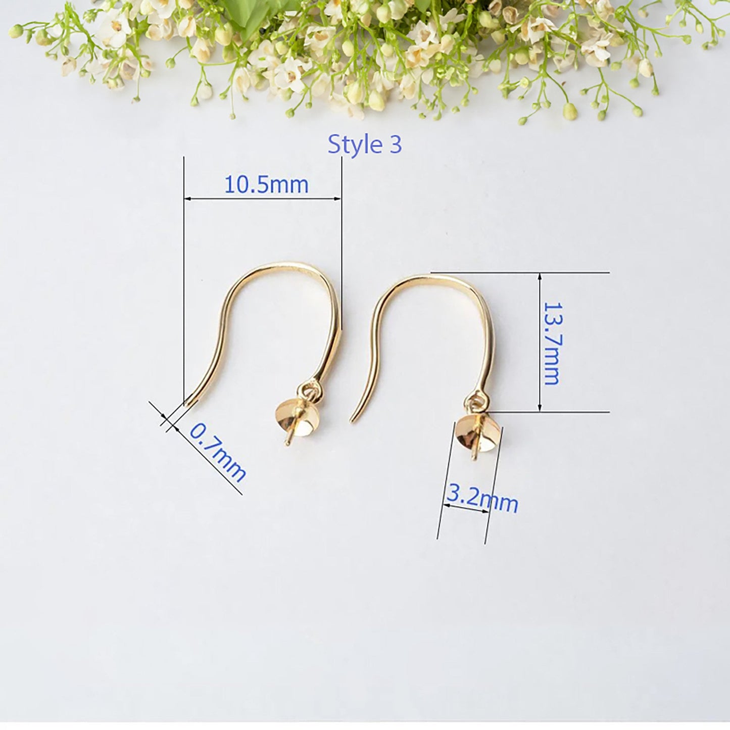 18k Gold Earring Hooks - High-Quality Hypoallergenic Ear wire, Nickel-Free Rose and White Gold Fish Hooks, Variant with ball or Eyepin bead