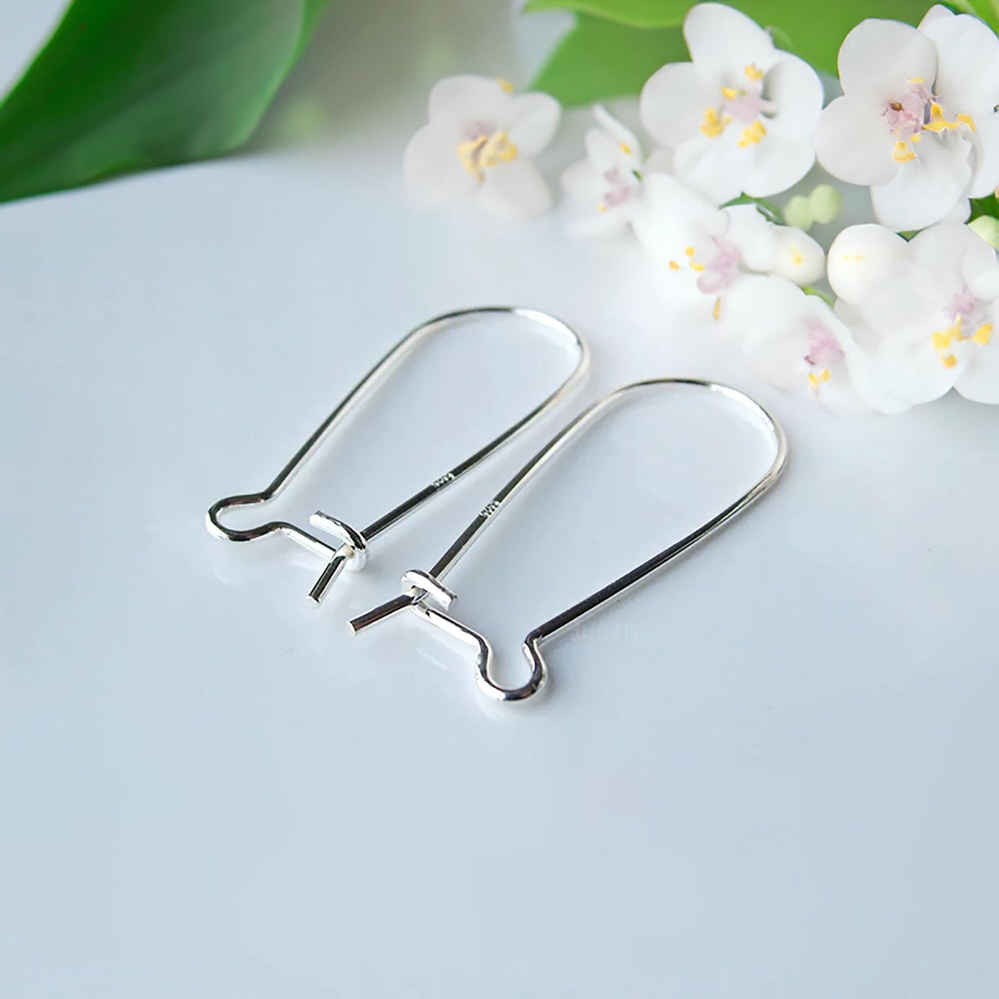 Dangle Earrings Wire Hook - 925 Sterling Silver Kidney Shaped hoop - Hypoallergenic Arch Earring Connector