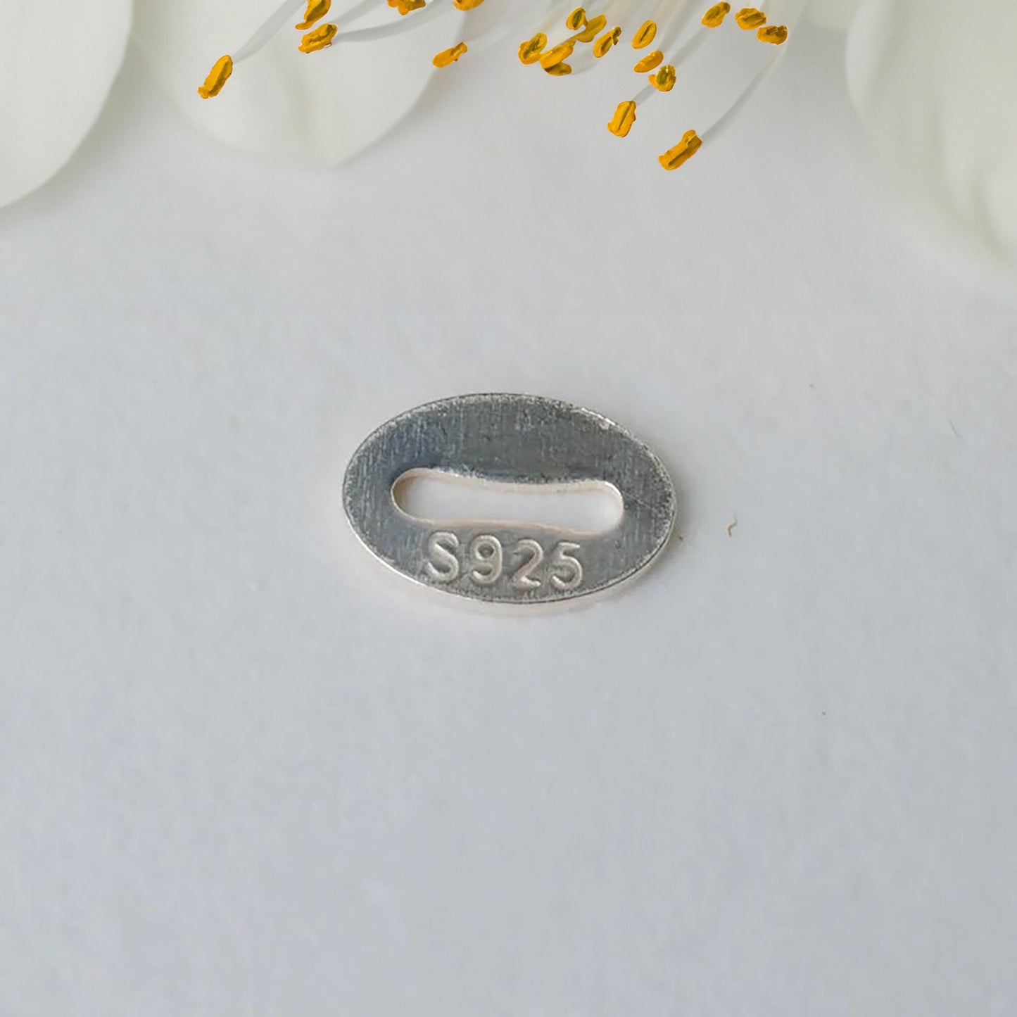 Handmade Quality Tag in 925 Sterling Silver, Italian Style, Oval End Tag for Extender Chains, Connectors