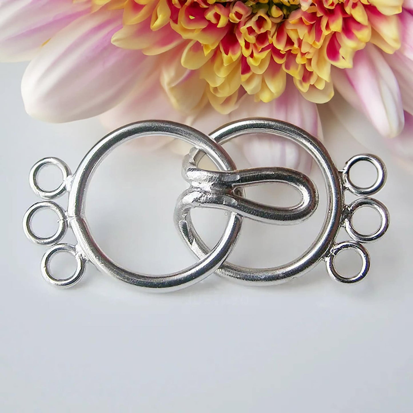Multi Strand Hook and Eye, Solid 925 Sterling Silver, 3 Three Strand Round Design for Craft Supplies