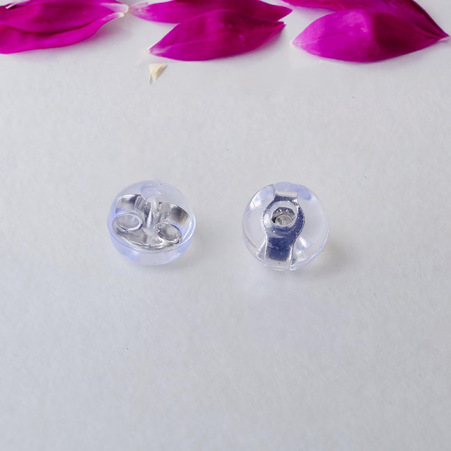 Silicone Earring Backs in 18K Gold and Sterling Silver, Secure Ear Nuts