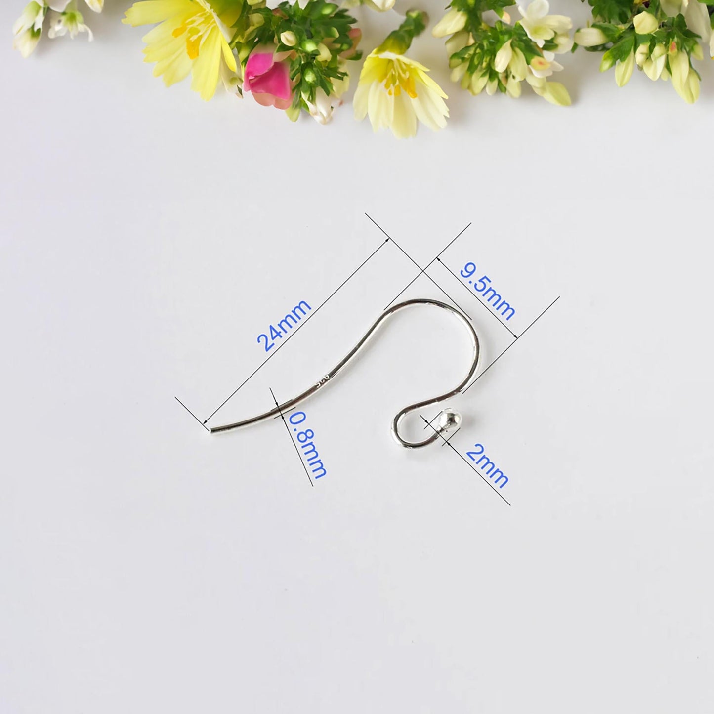 French Hooks Earring Wires 925 Sterling Silver Earring Hooks Wholesale Earring Findings 7mm Earring Hooks Hypoallergenic Ear Wires Ball End