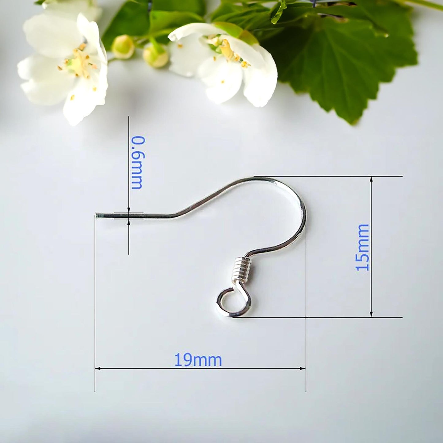 Earring Hooks 925 Sterling Silver Earring Wires Hook with Coil and Open Loop DIY Jewelry Making Gift for Her Hypoallergenic Earring Findings