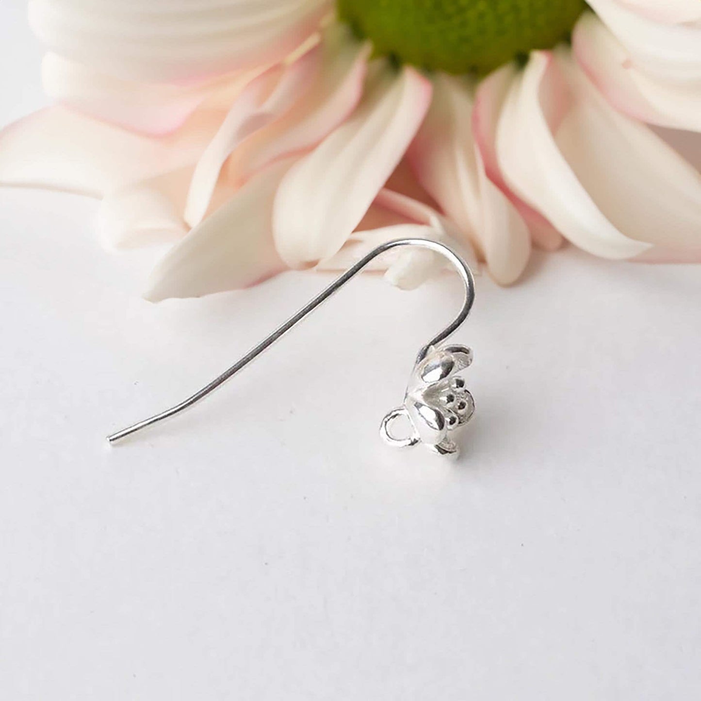 Flower Shaped Earring Hooks 925 Sterling Silver Earring Wires DIY Gift for Her Jewelry Making Supplies Ear Wires Connector Components