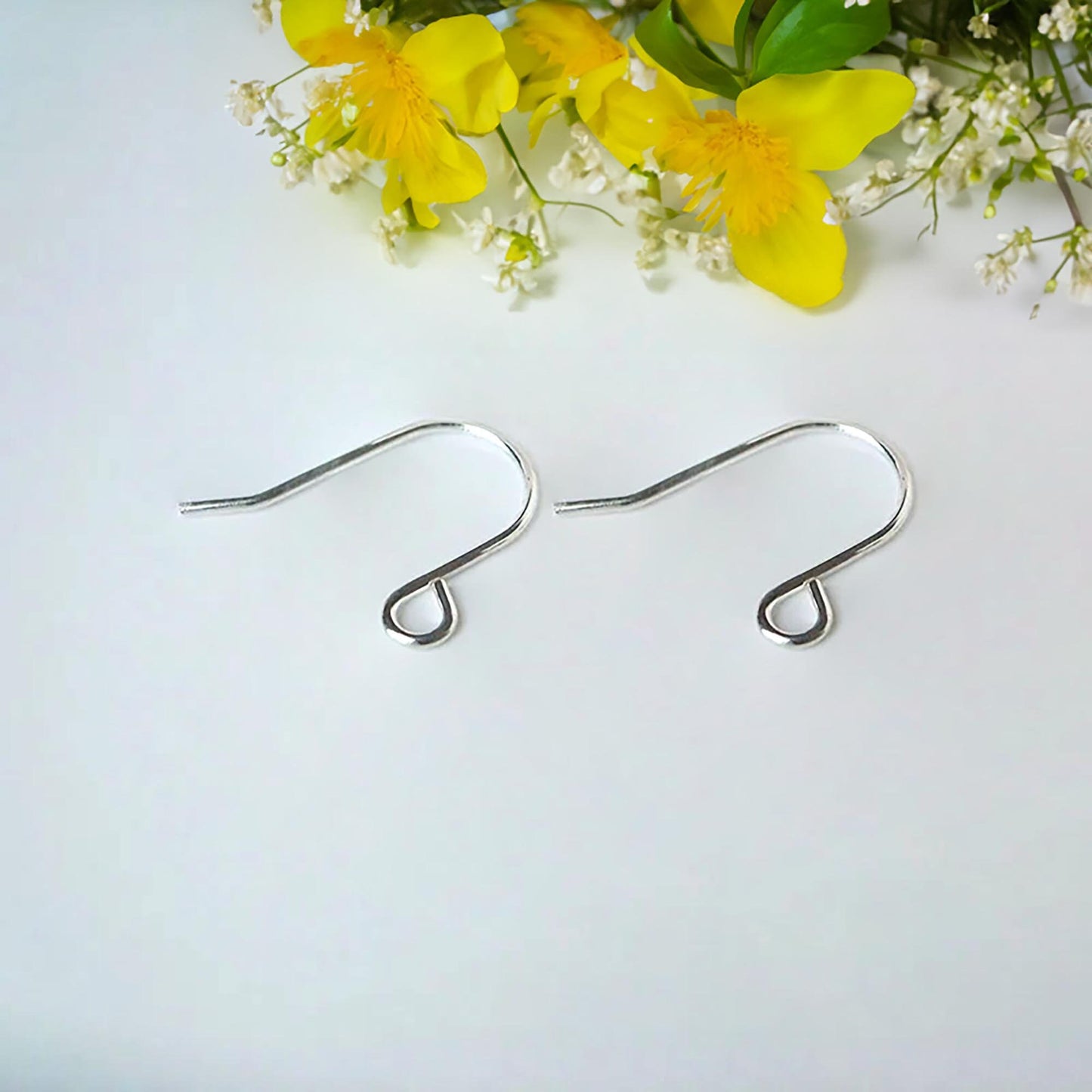 925 Sterling Silver Earring Hooks, 15x19x0.8mm Findings, Nickel Free Ear Wires, 21 Gauge with Loop, French Coil S Fishhook, Accessories