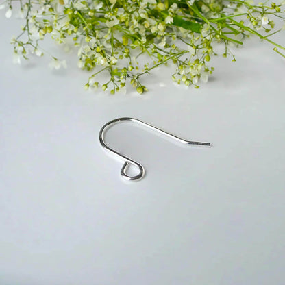 925 Sterling Silver Earring Hooks, 15x19x0.8mm Findings, Nickel Free Ear Wires, 21 Gauge with Loop, French Coil S Fishhook, Accessories