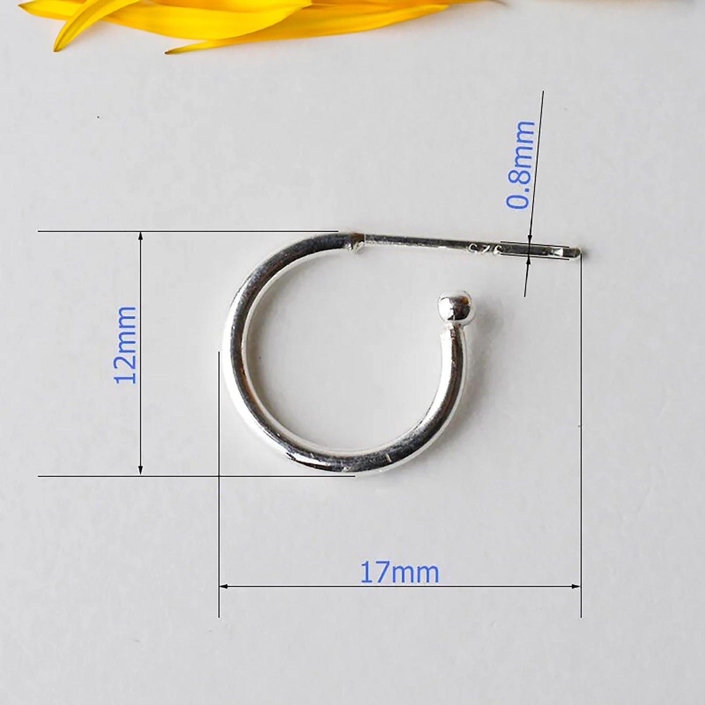 Solid 925 Sterling Silver Earwire Hoop with Bead Pin, Hypoallergenic Round Earring Hooks, Nickel Free Findings Wholesale Jewelry Accessories