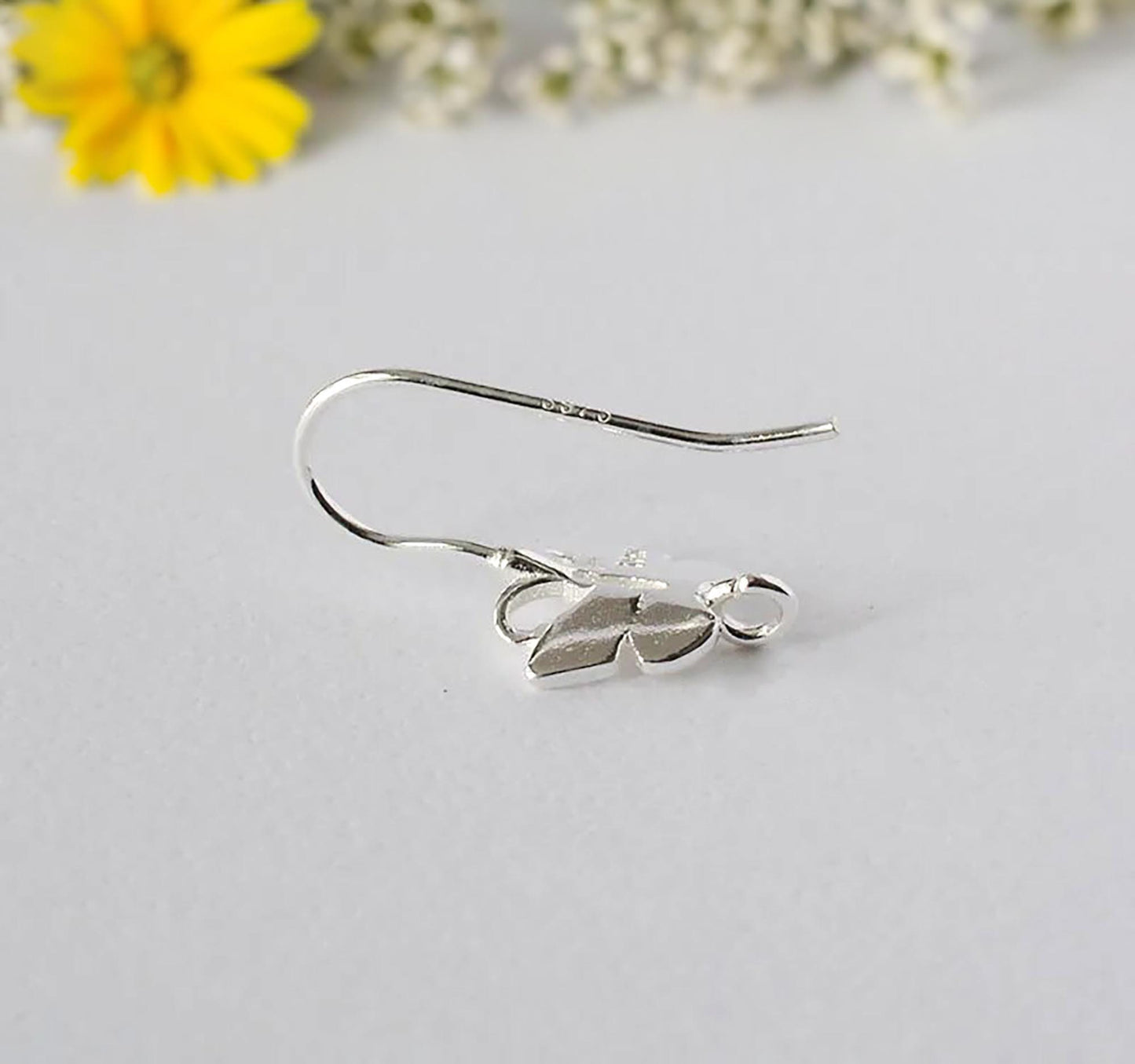 Solid 925 Sterling Silver Butterfly French Hook Earwire, Hypoallergenic Ear Wires, Nickel Free Components Wholesale Jewelry Findings Earring