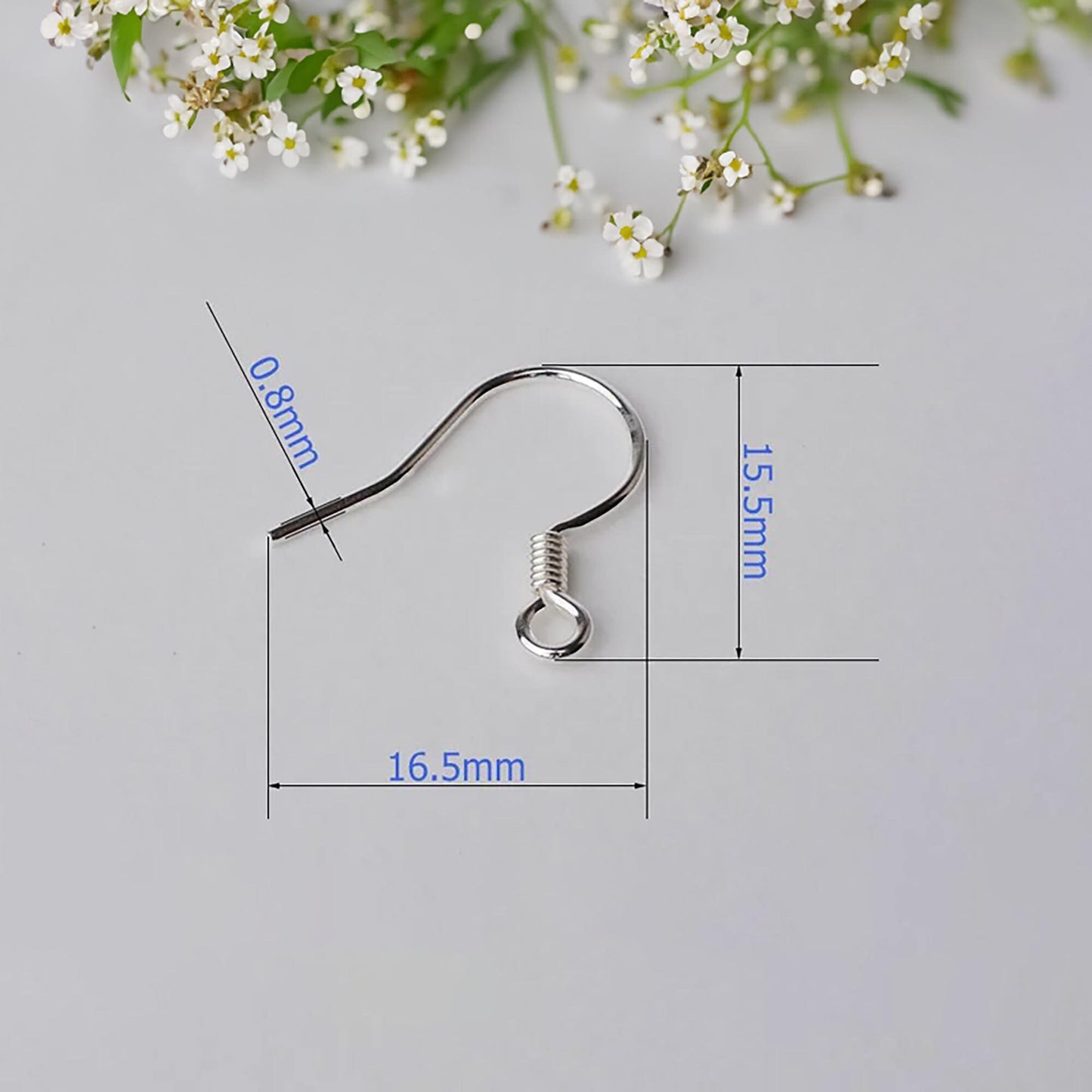 Earring Hooks 925 Sterling Silver Earring Wires Hook with Coil and Open Loop DIY Jewelry Making Gift for Her Hypoallergenic Earring Findings