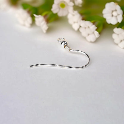 Earring Hooks 925 sterling silver Earring Wires with Coil and 3 mm Ball Beads DIY Gift for Her Wholesale Jewelry Making Supplies Components