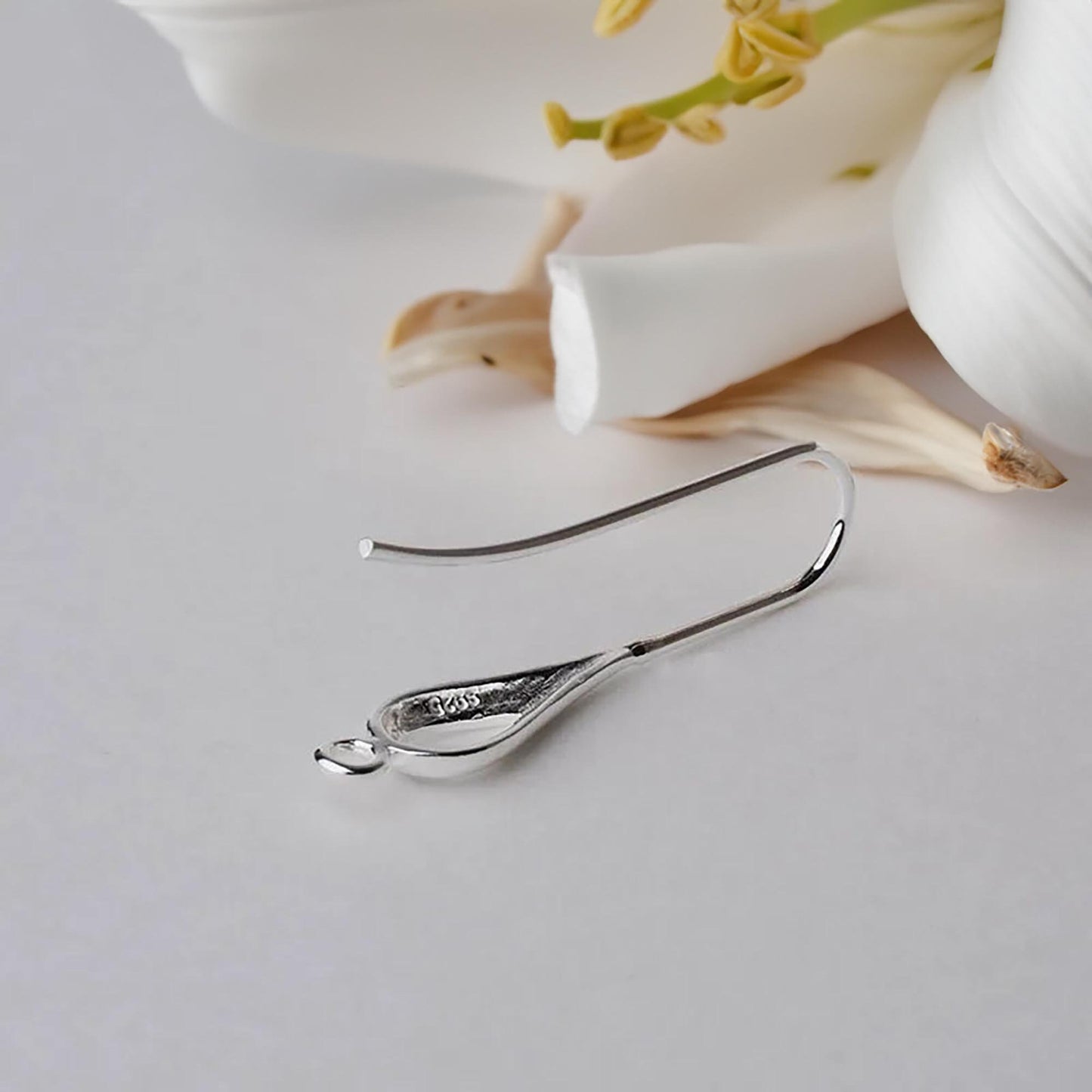 Earring Wires 925 Sterling Silver Earring Hooks Drop Shaped French Hooks Earring Setting DIY Jewelry Making Gift for Her Ear Wires