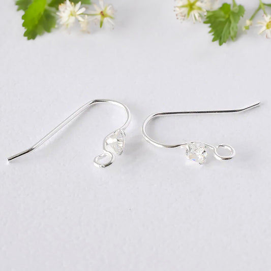 CZ French Hook 925 Sterling Silver Earring Wires Findings Jewelry Making DIY Gift for Her Hypoallergenic Earring Supplies Ear Wires