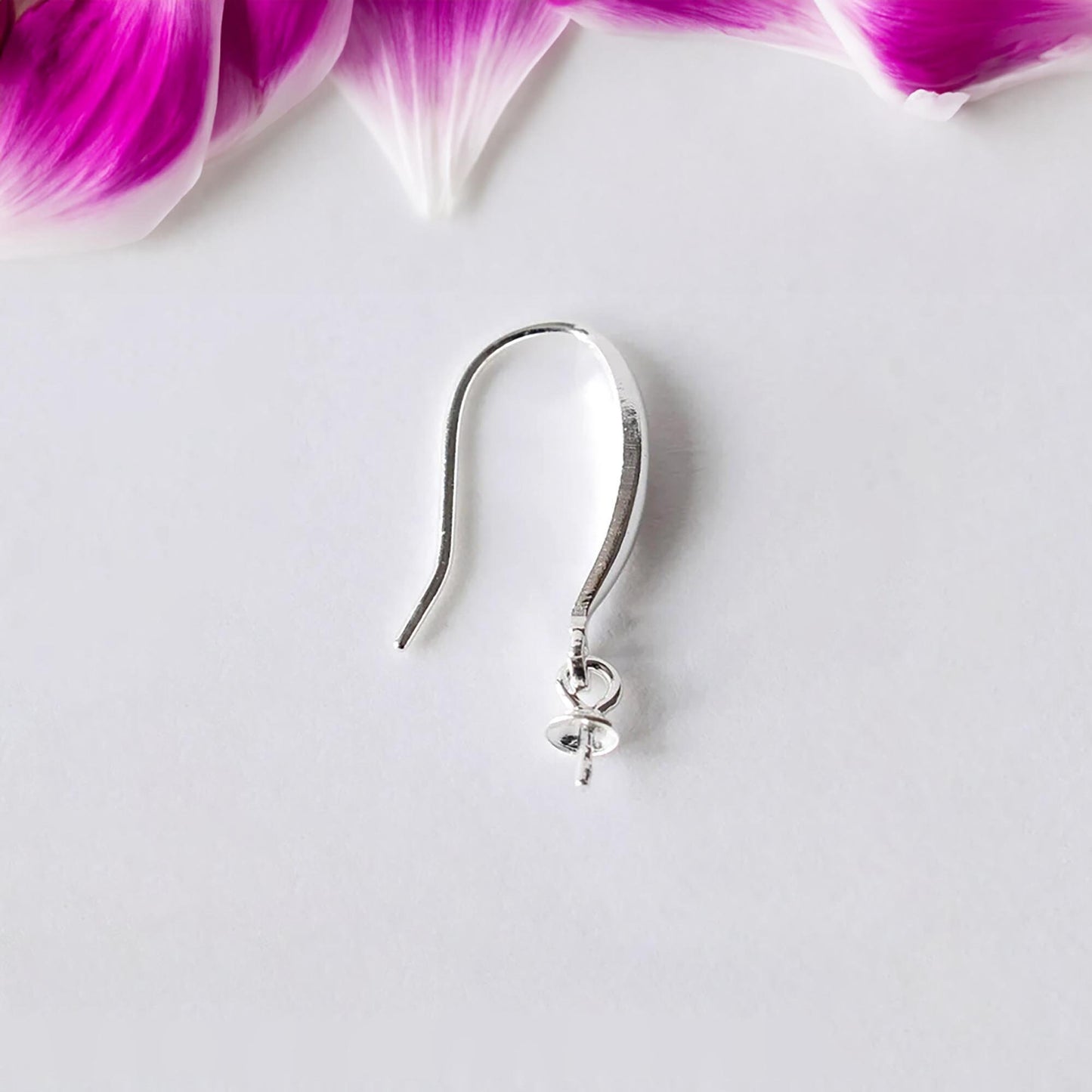 925 Sterling Silver Earring Fish Hooks, Hypoallergenic French Ear Wires, Finding Supply End Earring Wires with Eyepin Bead Caps Connector