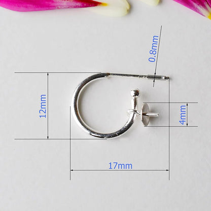 Solid 925 Sterling Silver Earwire Hoop with Bead Pin, Hypoallergenic Round Earring Hooks, Nickel Free Findings Wholesale Jewelry Accessories